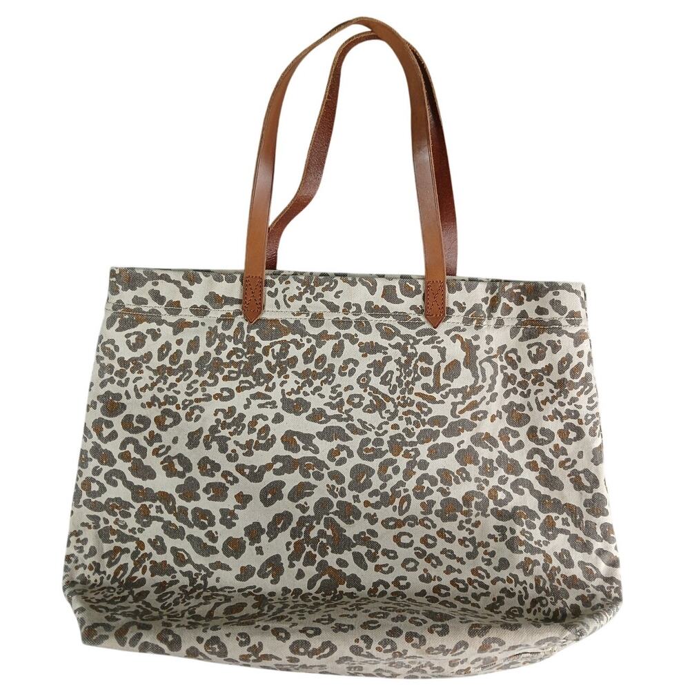 Madewell Canvas Leopard Transport Tote Shoulder Bag Womens Laptop Purse Carry On
